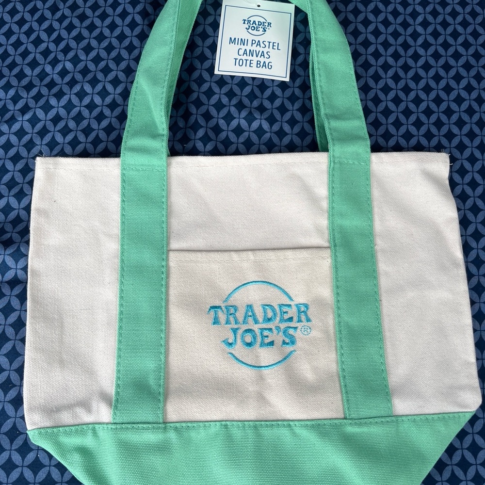Trader Joe’s Green Canvas Tote Bag limited edition pastel